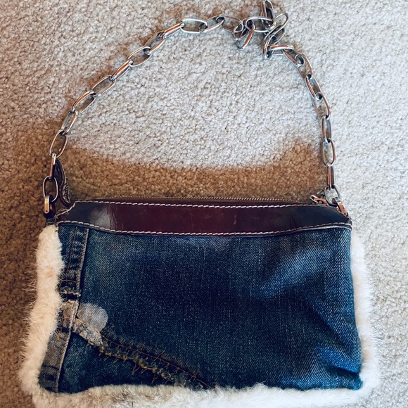 Vintage Dolce Gabbana Fur Denim Bag 